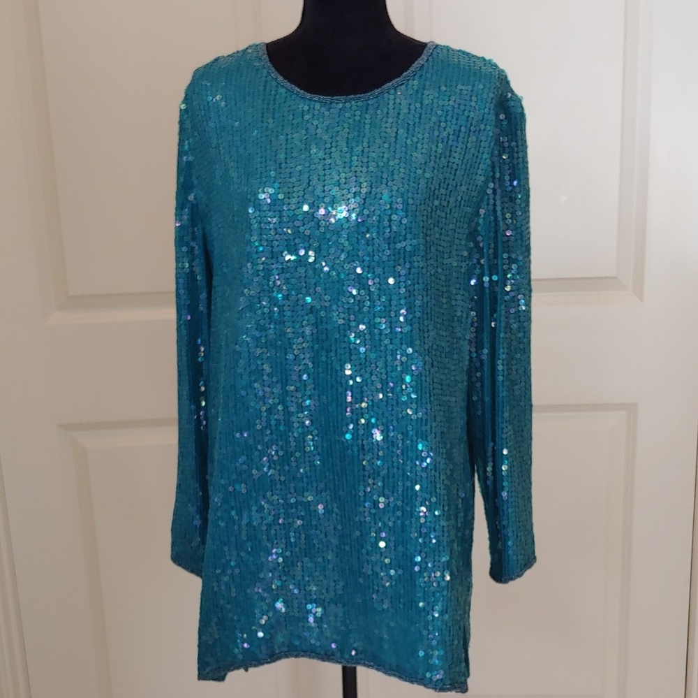 Turquoise sequin tunic